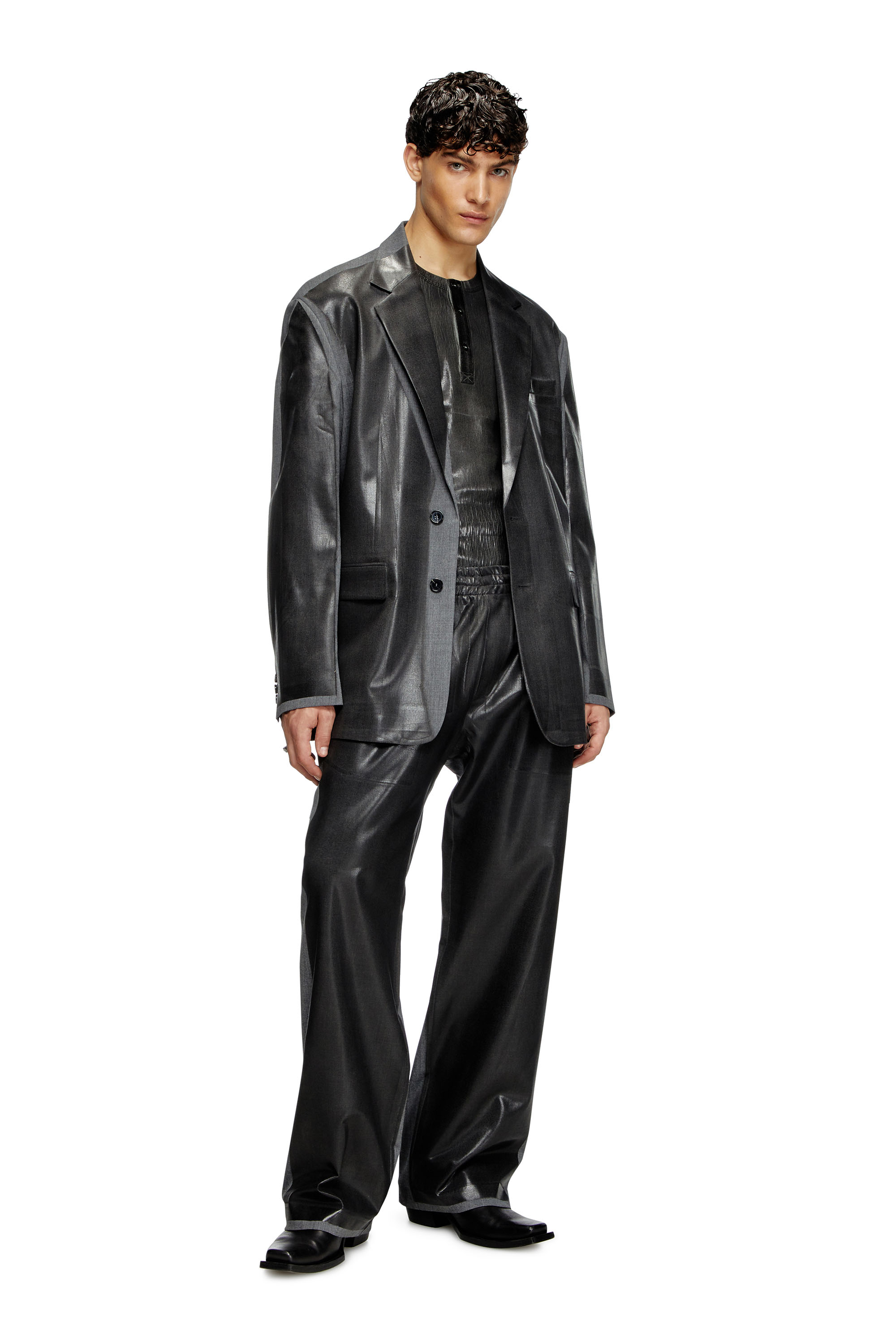 Diesel - J-OVER-DD, Blazer oversize avec devant enduit Mixte in Noir - 3