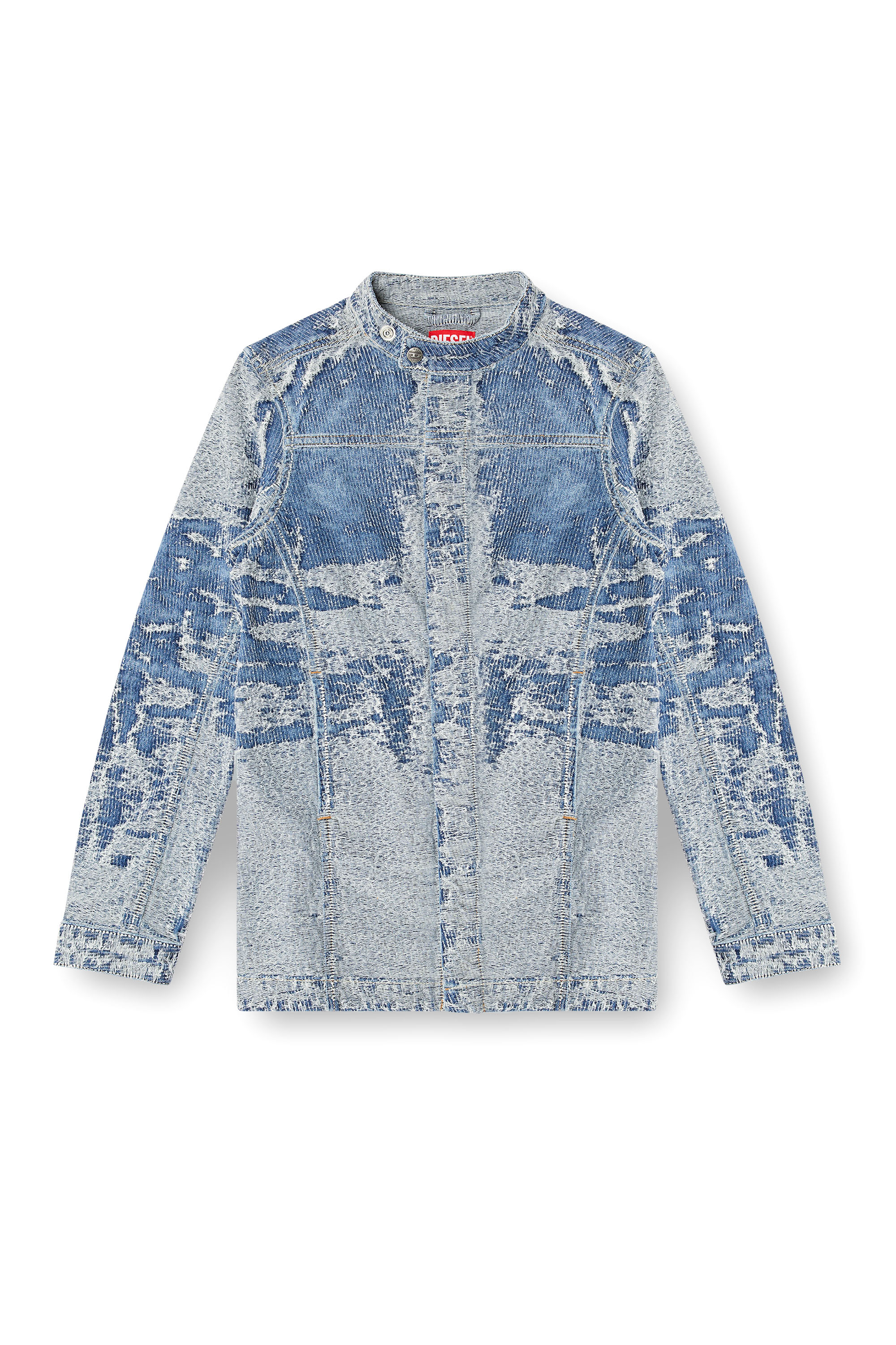 Diesel - DE-MOR-S1, Veste en denim jacquard effet vieilli Femme in Bleu - 3